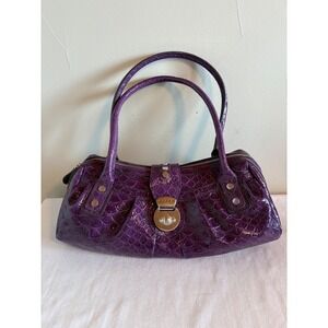 Y2K Guess Purple Croc Embossed Patent Leather Satchel Shoulder Bag Y2K Glam